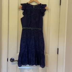 Sam Edelman Eyelet A-line Navy Dress